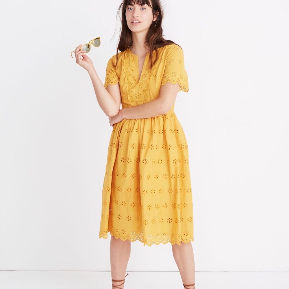 Madewell Yellow Eyelet Dress